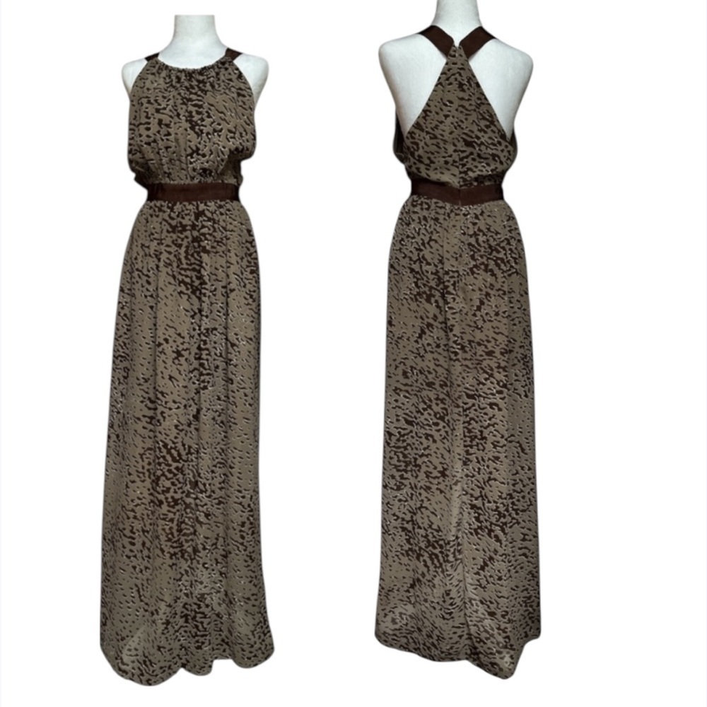 W118 by Walter Baker Betsy Animal Print Maxi Dress Zipper Back Lined Halter